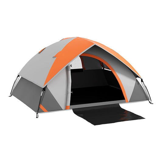 Outsunny Two Man Single Room Dome Tent in orange and grey with an open entrance