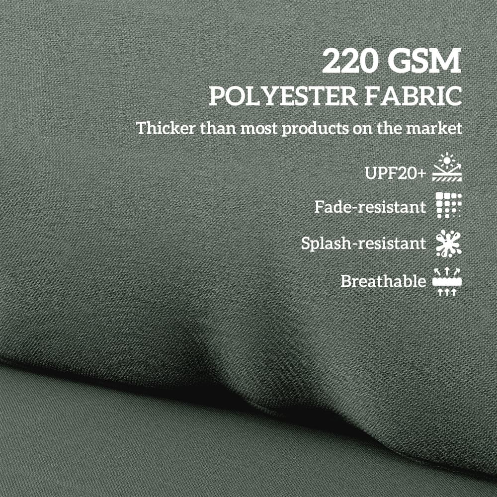 Close up of the charcoal grey polyester fabric for the cushions