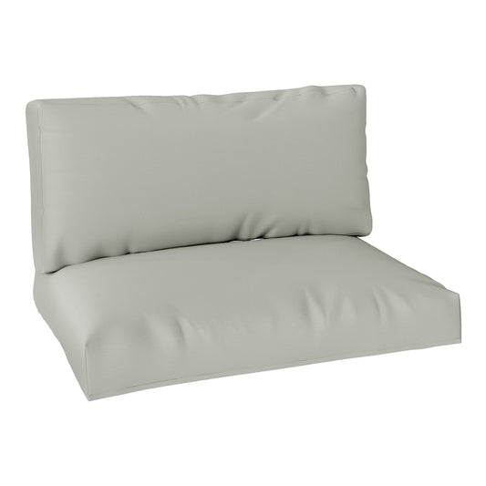 Outsunny Two Piece Seat Pallet and Back Cushions in light grey fabric, showing the seat and back cushions stacked