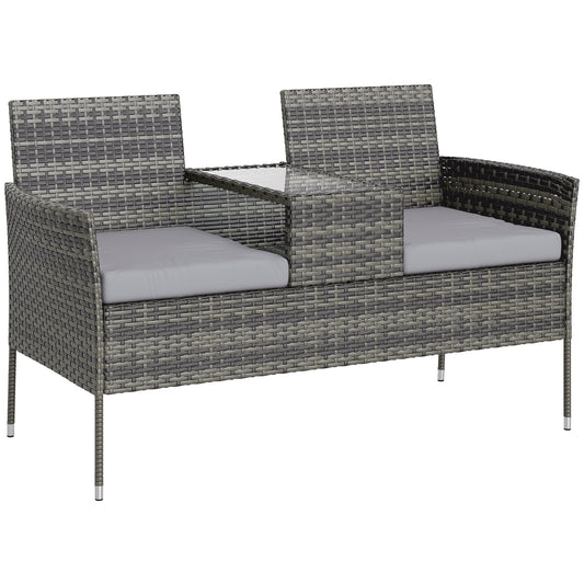 Outsunny Two-Seat Rattan Chair in Charcoal Grey