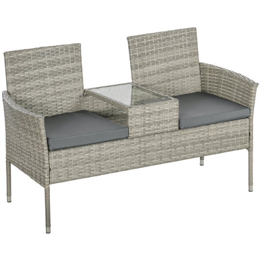 Outsunny Two-Seat Rattan Chair in Mixed Grey and Grey