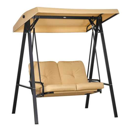 Outsunny Two-Seater Garden Swing Bench in Beige