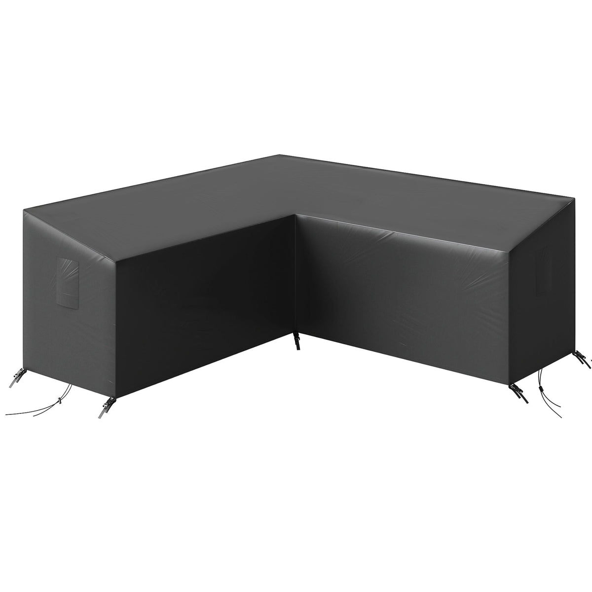 Outsunny V-Shaped Patio Furniture Cover protecting an L-shaped sofa outdoors