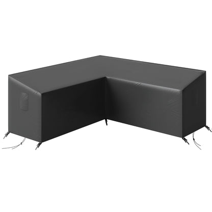 Outsunny V-Shaped Patio Furniture Cover protecting an L-shaped sofa outdoors