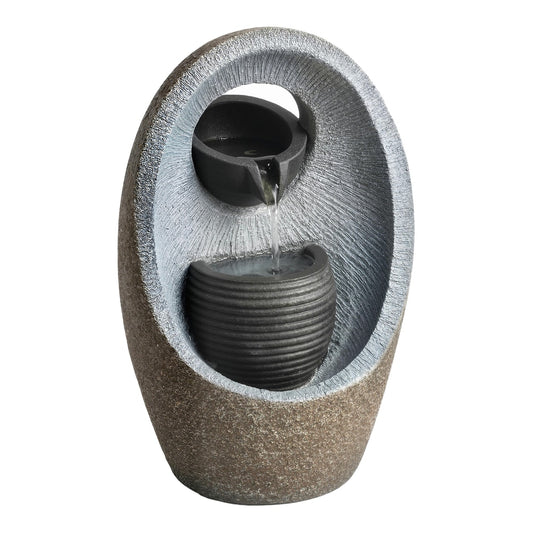 Outsunny Water Feature with 2-Tier Bowls in Grey
