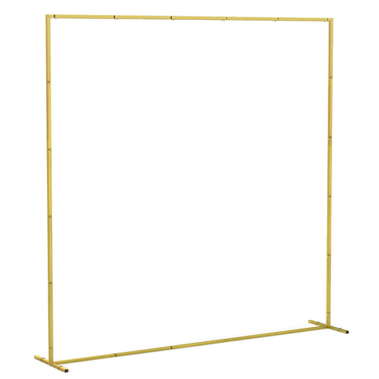 Outsunny Wedding Arch Backdrop Stand, a gold metal square frame with a flat base