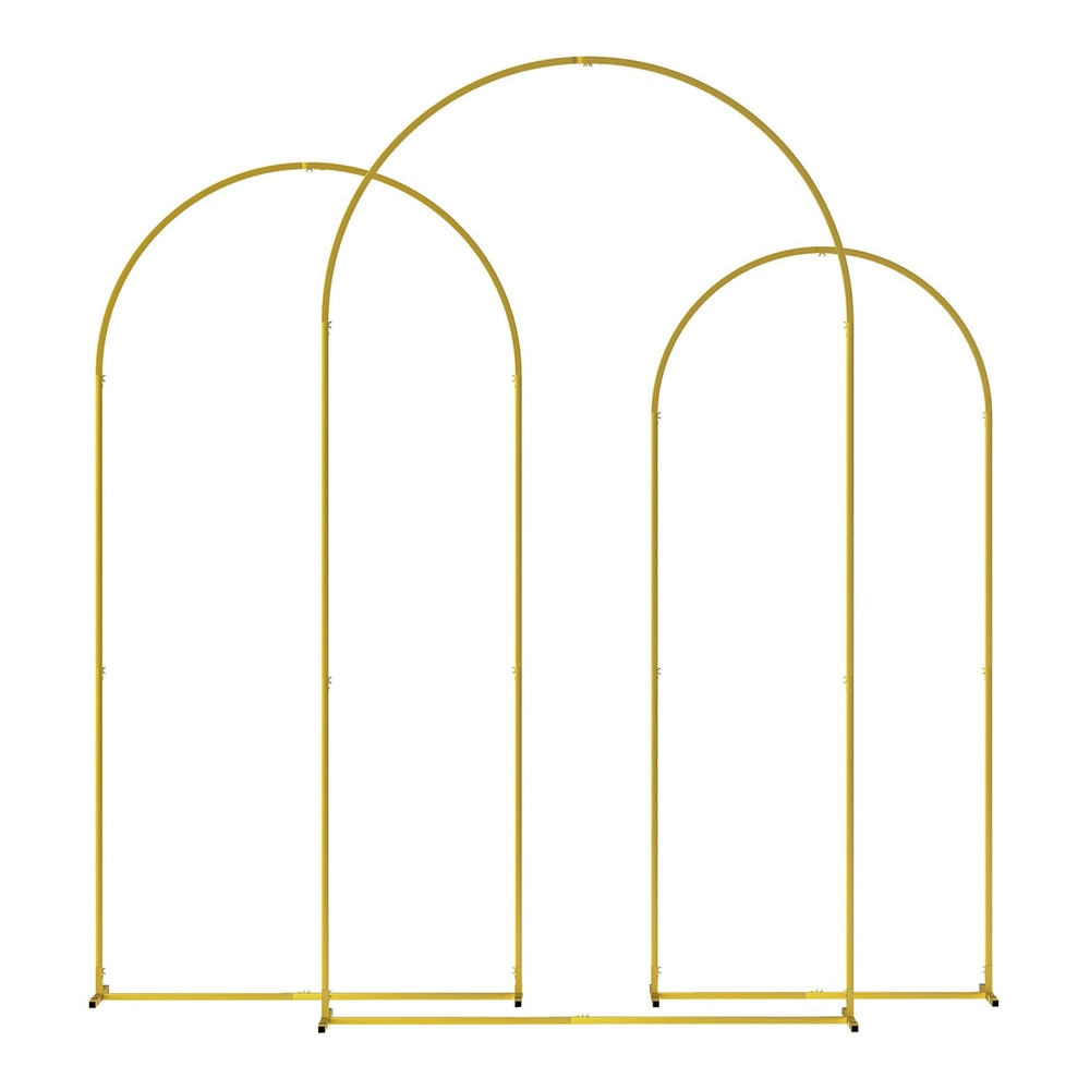Outsunny Wedding Arch Frame Set, three gold tone metal arches of different heights standing together