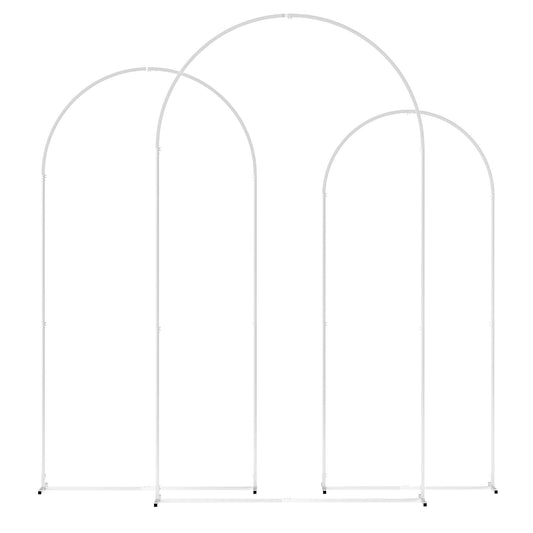 Outsunny Wedding Arch Frame Set, a white metal arch with three connected arched frames
