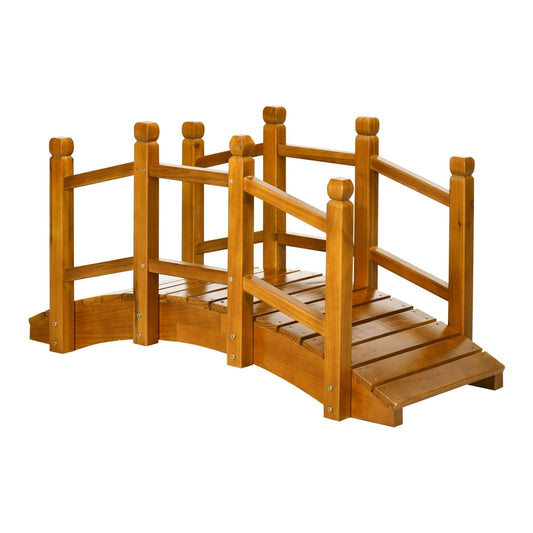 Outsunny Wooden Garden Bridge with Safety Railings shown against a plain white background