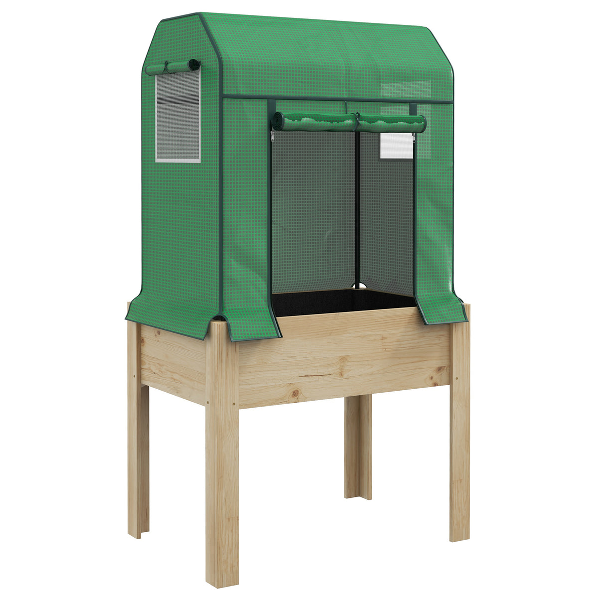 Outsunny Wooden Planter Box in Natural and Green