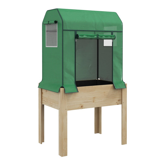 Outsunny Wooden Planter Box in Natural and Green