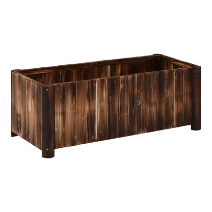 Outsunny Wooden Raised Garden Bed, a rectangular wooden planter box with four short legs