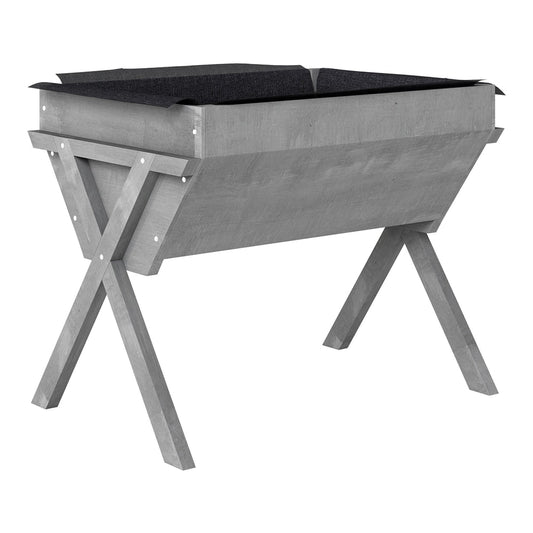 Outsunny Wooden Raised Garden Bed with Bed Liner in light grey with a black fabric interior