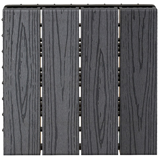 Outsunny WPC Interlocking Decking Tiles in Grey