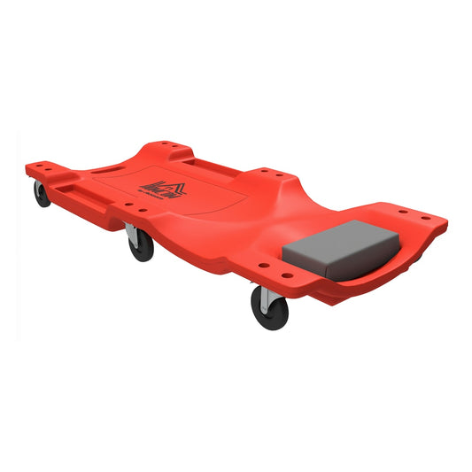 HOMCOM Low Profile Rolling Shop Creeper, Padded Headrest, Dual Tool Trays, 6 Swivel Casters, 150 kg, Red