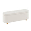 Oval Storage Bench 139 CM Long Ottoman Bench with Flip Top-White