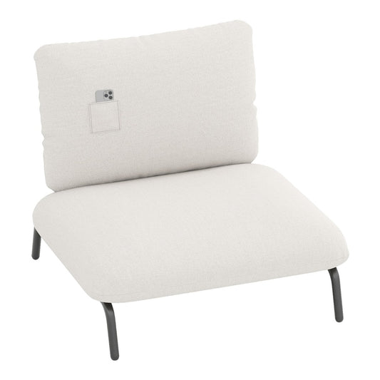 Oversized Accent Chair with extra wide seat and storage pocket in beige fabric