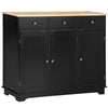 HOMCOM Sideboard with Rubberwood Top and Adjustable Shelves for Dining Room, Kitchen - Black