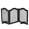 PawHut Freestanding Pet Gate Wooden Dog Gate with Support Feet Foldable Pet Fence Safety Barrier for the House Doorway Stairs Black
