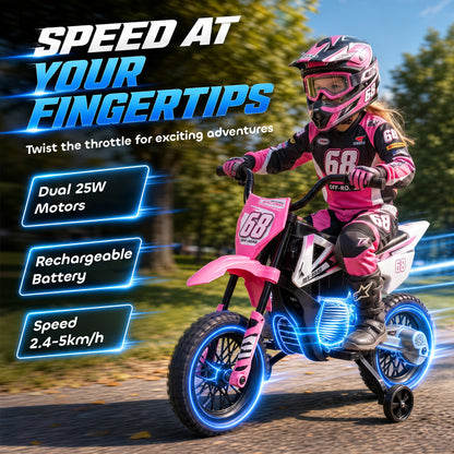 AIYAPLAY Kids Electric Motorcycle in Pink