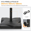 Outsunny 20kg Square Parasol Base Outdoor Garden Cement Umbrella Weight Stand Holder, Fits Î¦32mm,Î¦38mm,Î¦48mm Pole - Black