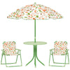 AIYAPLAY 4-Piece Kids Garden Table and Chair Set with Adjustable Parasol, Folding Chairs, Table, Nature Pattern, Green