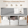 HOMCOM 3-Drawer Padded Shoe Bench with Breathable & Washable Linen-look Cover, White