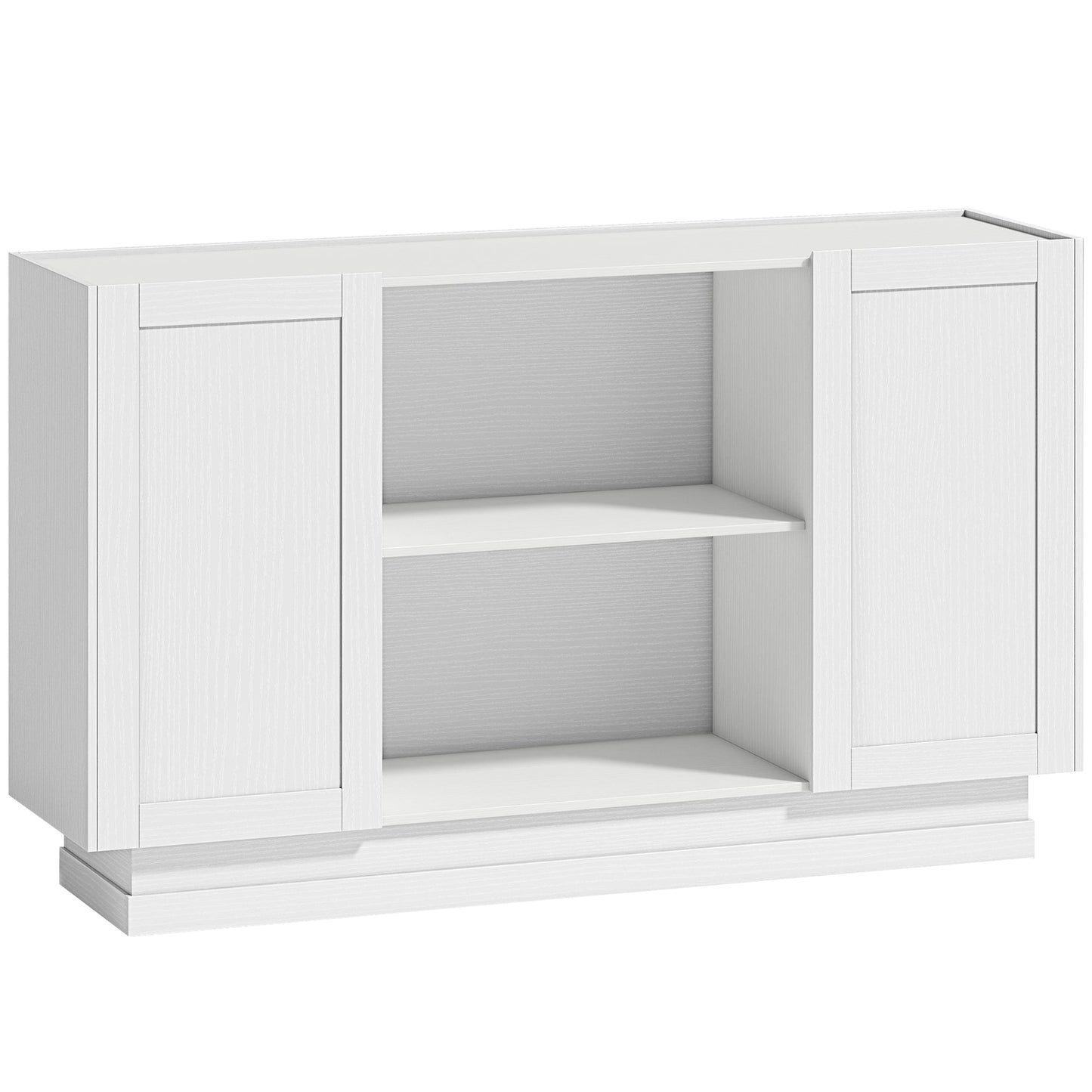 HOMCOM Sideboard Buffet Cabinet, 133 cm Storage Cabinet with 2 Open Shelves, 2 Cupboards and Soft Close Doors, White
