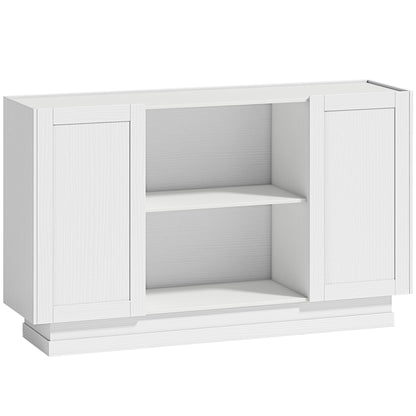 HOMCOM Sideboard Buffet Cabinet, 133 cm Storage Cabinet with 2 Open Shelves, 2 Cupboards and Soft Close Doors, White