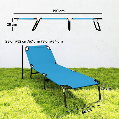 كرسي استرخاء للحديقة من Outsunny، بظهر ذي خمسة أوضاع - أزرق سماوي