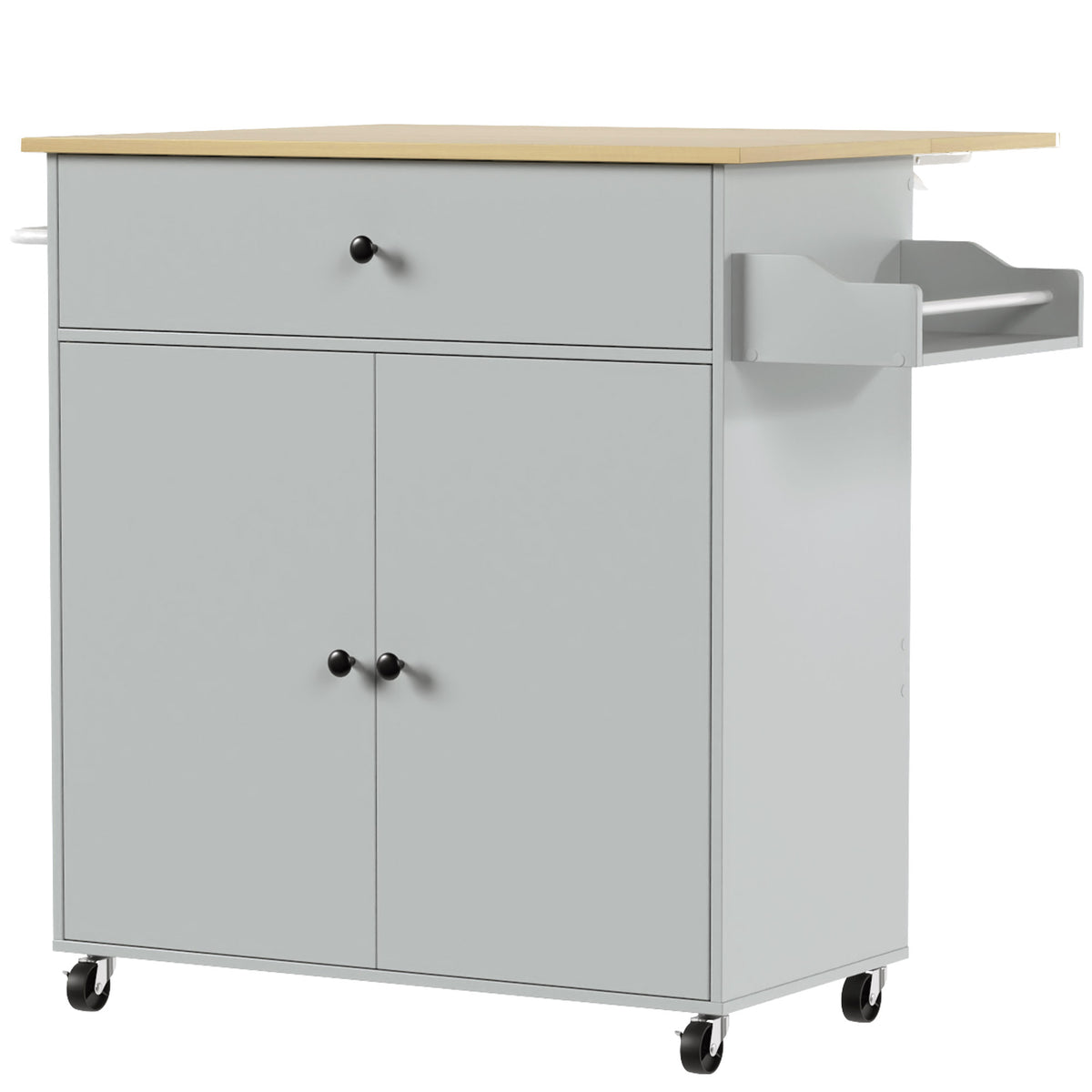 HOMCOM Kitchen Island with Drop Leaf in Grey