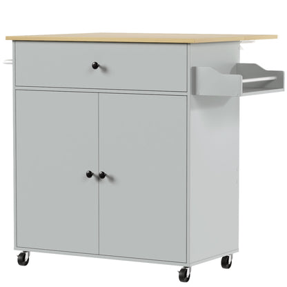 HOMCOM Kitchen Island with Drop Leaf in Grey
