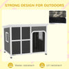 PawHut Wooden Outdoor Dog House, with Asphalt Openable Top, Removable Floor, Clear Front Panel, Curtain, 103 x 77 x 83cm
