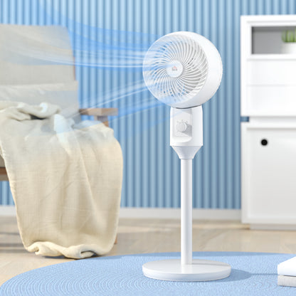 HOMCOM 9'' Air Circulator Fan 3 Speed, 70√Ç¬∞ Oscillation 90√Ç¬∞ Vertical Tilt, Carry Handle, Pedestal Fan, Pedestal Fan for Living Room, Bedroom, Office, White