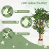 HOMCOM 120cm Artificial Ficus Tree, Fake Potted Tree with Solid Wood Trunk and Pot for Indoor, Green