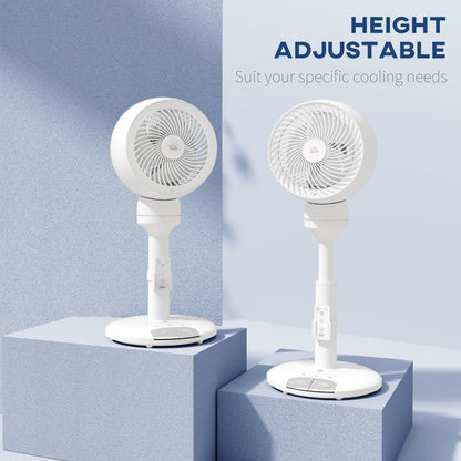 HOMCOM 9'' Air Circulator Fan 3 Speed 3 Mode, 70√Ç¬∞ Oscillation 90√Ç¬∞ Vertical Tilt, Height Adjustable, Remote Controller, for Living Room, Bedroom, Office, White