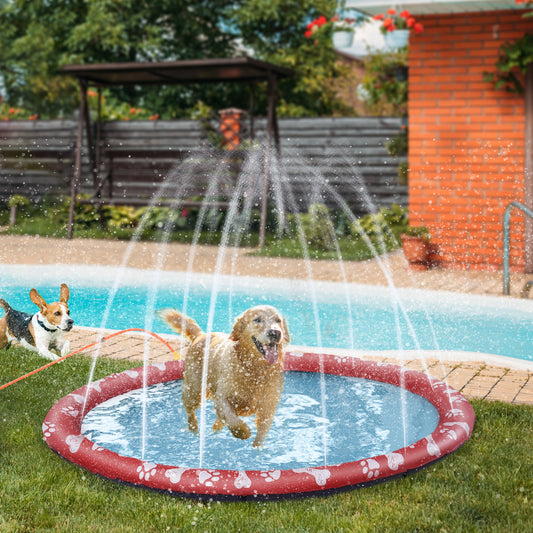 PawHut Dog Splash Pad in Red