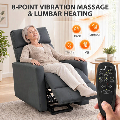 HOMCOM Riser Recliner Chair with Vibration Massage & Heat, Electric Lift Chair for Elderly, Spring Cushion, USB Port, Dark Grey