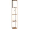 HOMCOM Floor Lamp with Shelves, 4 Layer Standing Lamp with USB Ports, 3 Colour Temperature, Rustic Brown