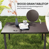 Outsunny Metal Garden Coffee Table, Rectangular Outdoor Side Table with Woodgrain Tabletop, Foot Pads for Outside, Garden, Balcony, Porch, 95 x 55 x 46cm, Brown