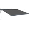 Outsunny 4 x 3(m) Full Cassette Electric Awning with Remote Controller, Aluminium Frame DIY Retractable Garden Awning, UPF50+ Sun Shade Canopy for Deck Door Window, Dark Grey