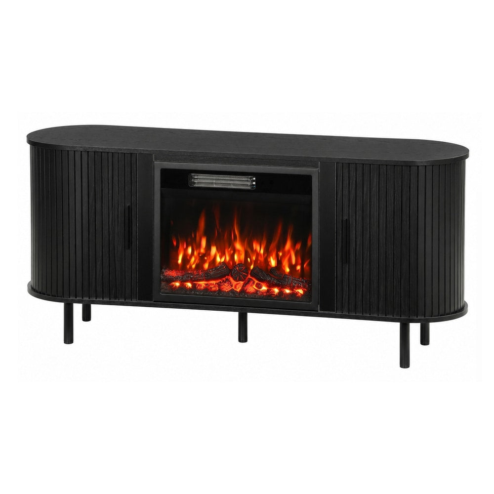HOMCOM Electric Fireplace TV Stand for 70" TVs, 1800W Entertainment Center with Adjustable Flame Effect, Storage