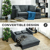 HOMCOM 2 Seater Sofa Bed, Convertible Bed Settee, Modern Velvet Loveseat Sofa Couch with 2 Cushions, Hidden Storage for Living Room, Guest Room, Dark Grey