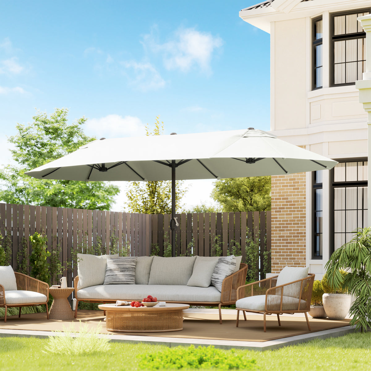 Outsunny 4.6m Double Garden Parasol in Beige