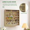HOMCOM Six Shelf Display Cabinet, with Glass Doors - Oak