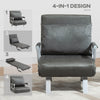 HOMCOM 4-in-1 Faux Suede Chair Bed - Grey