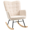 HOMCOM Berber Fleece Nursery Glider Rocker for Nursing, Wingback Rocking Chair for Living Room, Beige