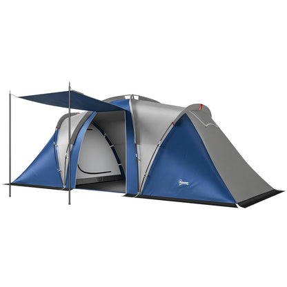 Outsunny Family Camping Tent in Navy Blue and Light Grey