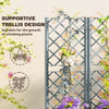 Outsunny Raised Garden Bed with Trellis, Plastic Planter Box with Drainage Holes, Drain Plugs and Water Reservoirs for Climbing Plants, Vegetables, Flowers, Grey