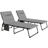 Outsunny Set of Two Reclining Sun Loungers - Light Grey